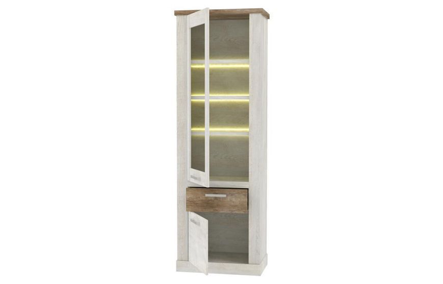 Вітрина висока L DURV812 DURO FORTE 71x42x212 см, світле дерево, темне дерево фото